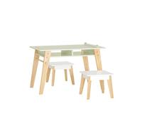 SoBuy Juego de mesa y 2 taburetes infantiles madera verde