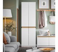 SoBuy KSB01-W Armario con 2 puertas, armario alto, armario cocina, armario almacenaje con 5 compartimentos, multiusos para pasillo, dormitorio, trastero - Blanco, carga 65kg 61x192x30cm BLANCO
