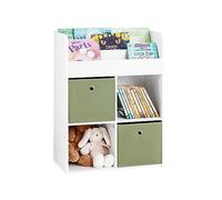 SoBuy Librería Infantil 3 Niveles Soporta hasta 55kg 60x34x80cm | estantería con 2 cestas extraíbles, MDF E1, sistema antivuelco KMB79-W