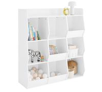 SoBuy Librería Infantil 9 Compartimientos Soporta hasta 120kg 95x34x105cm | estantería Montessori con esquinas redondeadas, sistema antivuelco, MDF E1 KMB120-W
