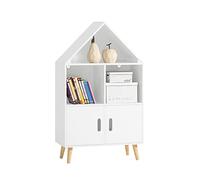 SoBuy Librería Infantil con Puertas Soporta hasta 70kg 60x30x103cm | estantería con 2 puertas y compartimentos, MDF y pino, antivuelco KMB58-W