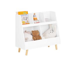 SoBuy Librería Infantil, Estantería Libros Infantil con 5 Compartimentos, Estantería Montessori para Libros y Juguetes, Organizador de Juguetes, Blanco 86x36x78 cm KMB19-W