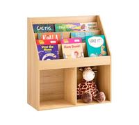 SoBuy Librería Infantil Estantería Montessori con 3 Estanterías y 2 Compartimentos Organizador Juguetes Almacenaje para Libros Muebles habitación Natural 73x30x80cm KMB01-N