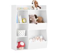 SoBuy Librería Infantil Estantería Montessori con 5 Compartimientos Organizador Juguetes Almacenaje para Libros Muebles habitación Blanco 80x34x104 cm KMB55-K-W
