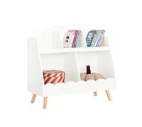 SoBuy Librería Infantil Forma Nube Soporta hasta 31kg 82x35x76cm | estantería 5 compartimentos abiertos, MDF E1, patas de madera maciza KMB100-W