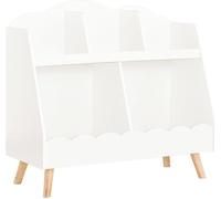 SoBuy Librería Infantil Mediano para Niños con 3 Estanterías y 2 Compartimentos Organizador de Juguetes y Libros para Niños Blanco 82 x 35 x 76 cm KMB100-W ES