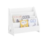 SoBuy Librería Infantil Montessori con 4 Compartimentos Abiertos 70×30×60cm | Estantería Montessori para niños con compartimento trasero, esquinas redondeadas, fomenta lectura autónoma, blanco KMB32-K-W