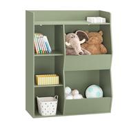 SoBuy Libreria Infantil Montessori con 5 Estantes 80x34x104cm Infantil | Almacenaje Juguetes con Estante Superior, Estanteria Libros Infantil en PB (E1), Protección Antivuelco, Verde, KMB55-K-GR