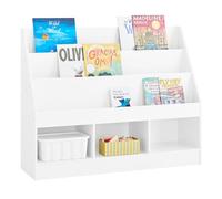 SoBuy Librería Infantil Montessori Estantería Infantil con 3 Compartimentos y 3 Estantes Abiertos para Libros y Juguetes Mueble Almacenaje Juguetes Blanco 100x30x80cm KMB118-W