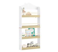 SoBuy Librería Infantil Montessori Estantería Libros Infantil Biblioteca con 4 Estantes Organizador Juguetes Estanteria Habitacion Niños Blanco y Natural 60x15x130.5 cm KMB121-WN