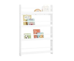 SoBuy Libreria Infantil Montessori Estanteria Libros Infantil de Pared con 4 Niveles Biblioteca para Niño Estanteria Habitacion Organizador Juguetes Blanco 80x12x118cm KMB08-II-W