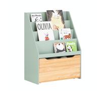 SoBuy Librería Infantil para Niños con 4 Estantes Estantería para Juguetes de Almacenamiento para niños con 1 Cajón Verde 62 x 30 x 80 cm KMB95-GR ES