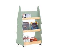 SoBuy Librería Infantil para niños de 3 Estantes Estantería Infantil de Almacenamiento Organizador de Juguetes con 4 Ruedas Verde 60 x 42 x 108 cm KMB99-H-GR ES