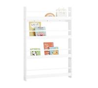 SoBuy Librería Pared Infantil 4 Niveles 80x12x118cm | estantería Montessori ultrafina, organizador de libros y juguetes, MDF E1 y pino KMB08-II-W