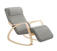 SoBuy Mecedora con Cojín y Reposapiés Ajustable Gris | Sillón relax con reposacabezas regulable para salón y dormitorio FST16-DG