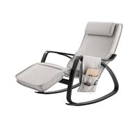SoBuy Mecedora con Cojín y Reposapiés Ajustable Gris | Sillón relax con reposacabezas y bolsillo lateral para mayor comodidad FST20-HG