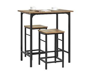 SoBuy Mesa Alta 2 Taburetes, Ahorro Espacio & Industrial, 80×87×50cm | Set Taburetes Bar, mesa 60 kg/taburete 100 kg carga, fácil limpieza, MDF/acero, cocina & comedor & balcón, OGT10-PF