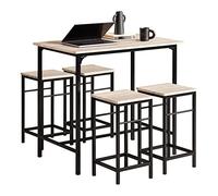 SoBuy Mesa Alta 4 Taburetes, Ahorro Espacio & Industrial, 100×87×60cm | Set Taburetes Bar, mesa 60 kg/taburete 120 kg de carga, fácil limpieza, MDF/acero, cocina & comedor & balcón, OGT11-N