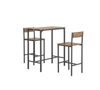 SoBuy Mesa Alta de Bar con 2 Taburetes con Respaldos OGT03-XL