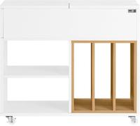 SoBuy Mesa auxiliar con 1 cajón y 2 compartimentos blanco