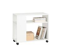 SoBuy FBT34-W,ES Mesa Auxiliar con 2 Estantes, Consola,Mesita de Noche con Ruedas