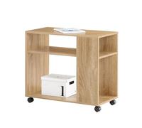 SoBuy Mesa Auxiliar con Ruedas, Mesa rodante de 2 Niveles con estantes, Estantería móvil para salón, Dormitorio, Oficina, L70 x A35 x H60cm Natural FBT34-N