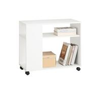 SoBuy Mesa Auxiliar con 2 Estantes Consola Mesita de Noche con Ruedas Mesa Blanca Mesita 70 x 35 x 60 cm FBT34-W ES