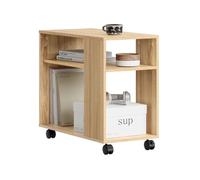 SoBuy Mesa Auxiliar con Ruedas y 2 Estantes 70x35x60cm