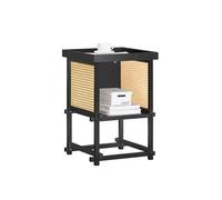 Sobuy mesa auxiliar cuadrada 40x40x60 cm negro y amarillo con compartimento abierto y marco de bambú hfbt03-sch 40 cm