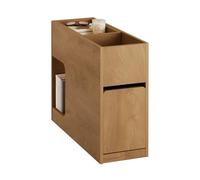 SoBuy Mesa Auxiliar Estrecha con Bandeja Extraíble y Cajón, Mesita de Noche Estrecha 25 cm, Mueble de Almacenaje Ahorraespacio para Salón, Dormitorio, Natural, 25 x 70 x 55 cm, FBT158-N