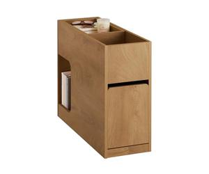 SoBuy Mesa Auxiliar Estrecha con Bandeja Extraíble y Cajón, Mesita de Noche Estrecha 25 cm, Mueble de Almacenaje Ahorraespacio para Salón, Dormitorio, Natural, 25 x 70 x 55 cm, FBT158-N