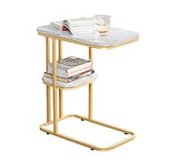 SoBuy Mesa Auxiliar Mármol con Metal Dorado 50x30x58cm