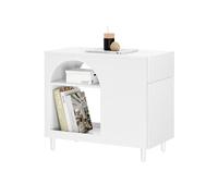 SoBuy Mesa Auxiliar Mesa de Centro con 1 Puerta y 2 Compartimentos Armario de Almacenamiento para Oficina con 1 Cajón Blanco 70 x 35 x 60 cm FBT135-W ES