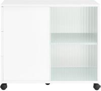 SoBuy Mesa auxiliar mesa de centro con 2 puertas y 3 cajones blanco