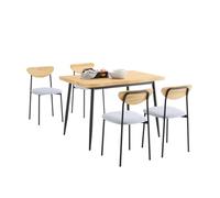 SoBuy Mesa Comedor 4 Sillas, ergonómica & compacta, 110×76×70cm | Set Mesa Cocina, mesa 50 kg/silla 150 kg de carga, sillas acolchadas cómodas, MDF/acero, comedor & cocina & salón, OGT52-N