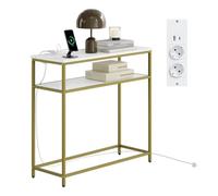 SoBuy Mesa Consola con USB Tipo-C y 2 Enchufes para Entrada | 2 estantes, cable 1,8 m incluido, estilo moderno y elegante para salón, pasillo y recibidor, FSB106-E-G