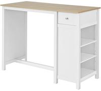 SoBuy Mesa de bar con 1 cajón y 3 estantes madera blanco