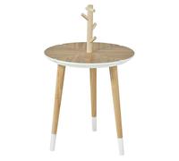 Sobuy mesa de café redonda con soporte para tazas 40x40x66cm patas de madera de caucho fbt38-wn