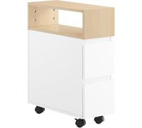 SoBuy Mesa de centro con ruedas carrito con cajones mesita de noche natural