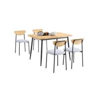 Sobuy mesa de comedor compacta 110x70x76 cm con 4 sillas mdf y acero negro carga máxima 150 kg ogt52-n