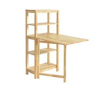 SoBuy Mesa de Comedor Plegable de Madera de Caucho con Estantes Mesa de Oficina Mesa para Cocina 98 x126 x 60cm FWT70-N ES