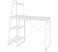 SoBuy Mesa de escritorio con tres estantes madera blanco