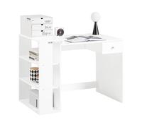 SoBuy Mesa de Escritorio, Mesa de Ordenador con un cajón y 4 estantes,Color Blanco, L 101 x H 76 cm,FWT35-W,ES