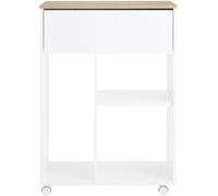SoBuy Mesa de impresora con ruedas, color blanco, 63 x 83 x 42 cm