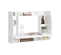 SoBuy Mesa de Ordenador Armario de Pared, Mesa de Escritorio de la Computadora Tabla, Blanco, FWT18-W, ES