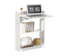 SoBuy Mesa Escritorio Mesa Gaming Plegable para Ordenador Escritorio Pequeño con Estantes de Almacenamiento Standing Desk con Almacenaje Blanco 64x58x82cm FWT92-W