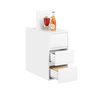 SoBuy Mesa Estrecha Auxiliar Mesita de Noche con 3 Cajones Mesita para Salón Comedor Dormitorio con 1 Puerta Blanco 30 x 60 x 60 cm FBT144-W ES