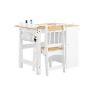 Sobuy mesa infantil con silla 2 piezas 80x50x66cm 30x34x64cm 2 estantes portapapeles almacenamiento kmb60-wn