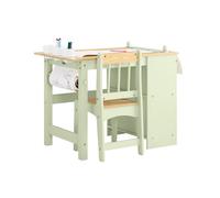 Sobuy mesa infantil con silla 2 piezas 80x50x66cm verde 2 estantes portapapeles almacenamiento kmb60-gr
