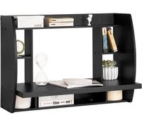 Sobuy mesa mural escritorio con estante integrado 82x39x60cm negro fwt18-sch
